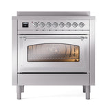 ILVE UNI366NMPSSC Nostalgie II Noblesse 36 inch Induction Range (Triple Glass Door, Stainless Steel, Chrome)