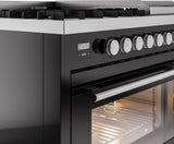 Professional Plus II 48 Inch Dual Fuel Liquid Propane Freestanding Range in Glossy Black with Trim