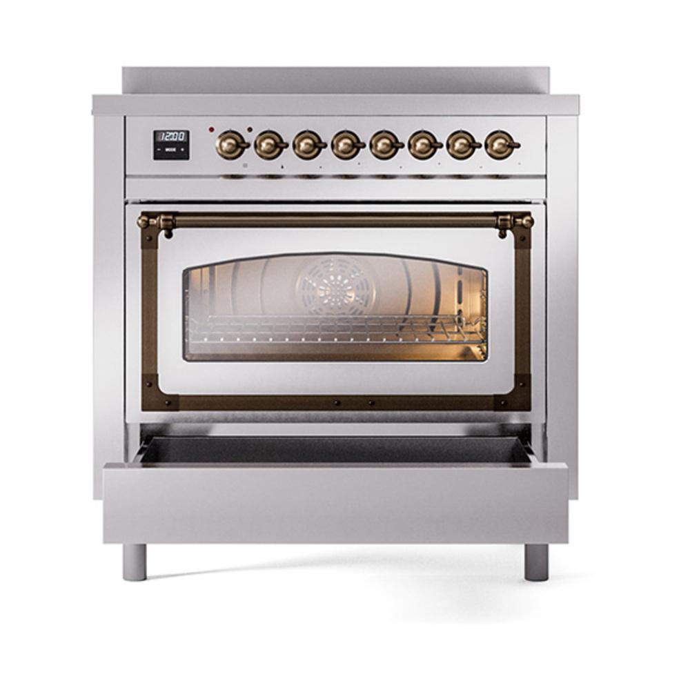 ILVE UNI366NMPSSB Nostalgie II Noblesse 36 inch Induction Range (Triple Glass Door, Stainless Steel, Burnished)
