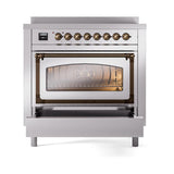 ILVE UNI366NMPSSB Nostalgie II Noblesse 36 inch Induction Range (Triple Glass Door, Stainless Steel, Burnished)