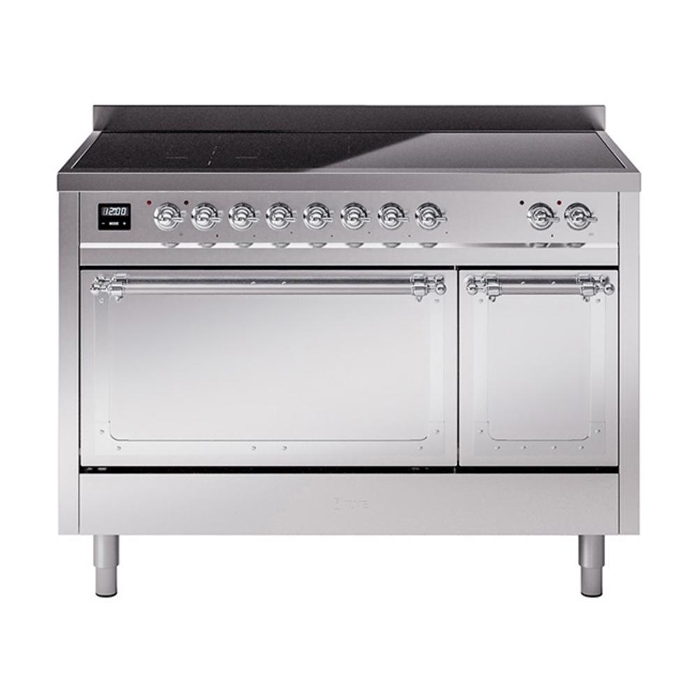 ILVE UNI486QNMPSSC Nostalgie II Noblesse 48 inch Induction Range (Solid Door, Stainless Steel, Chrome)