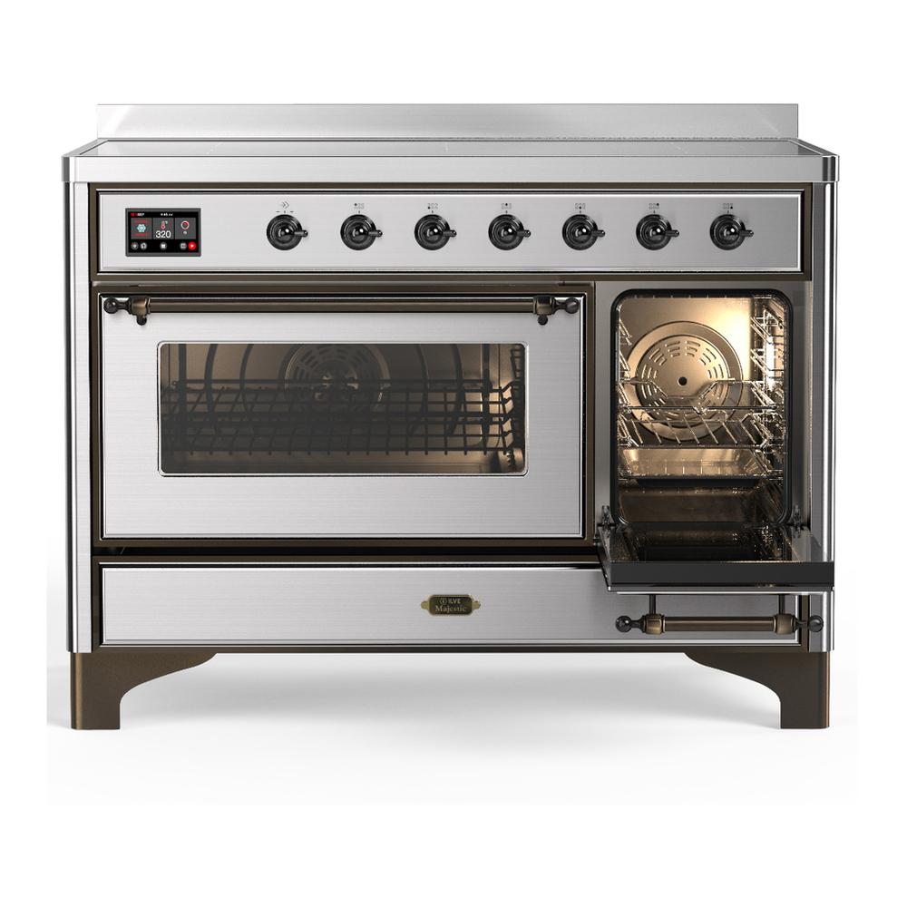 ILVE UMIB48NR3SSB Majestic III 48 inch Induction Range with 6 Elements, 5.02 cu. ft. Total Oven Capacity (Triple Glass Door, Stainless Steel, Burnished)