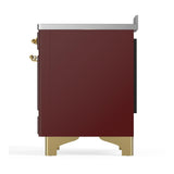 ILVE UMIB48QNR3BUG Majestic III 48 inch Induction Range with 6 Elements, 5.02 cu. ft. Total Oven Capacity (Solid Door, Burgundy, Brass)