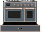 Majestic II 40 Inch Dual Fuel Liquid Propane Freestanding Range in Blue Grey with Copper Trim