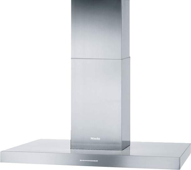 PUR 98 D Stainless steel - Island d(eback)cor hood with energy-efficient LED lighting and backlit controls for easy use.