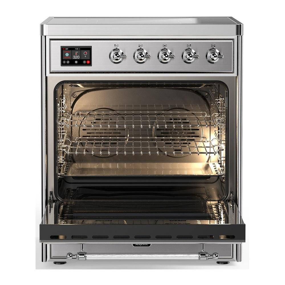 ILVE UMIB30QNR3SSC Majestic III 30 inch Induction Range with 4 Elements, 4 cu. ft. Oven Capacity (Solid Door, Stainless Steel, Chrome)