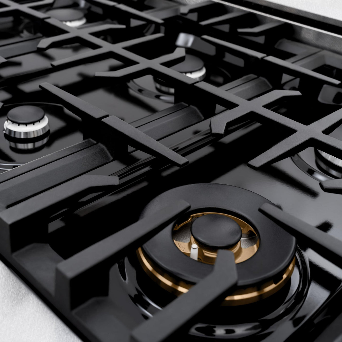ZLINE 36 in. 5.2 cu. ft. Classic Gas Range with 6 Burner Cooktop and Convection Gas Oven in DuraSnow' Stainless Steel with Black Matte Door (CGRS-BLM-36)