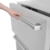 ZLINE 24 in. Touchstone 168 Can Outdoor-Rated Dual Refrigerator Drawer with DuraSnow' Stainless Steel Doors (RDSO-SN-24)