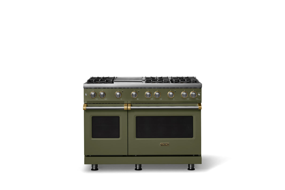 48"W. Sealed Burner Gas Range (Burner: 6g, Finish: Martini, Trim: Brushed Brass, Fuel: Propane)