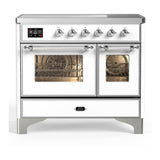 ILVE UMDIB40NR3WHC Majestic III 40 inch Induction Range with 6 Elements, 3.82 cu. ft. Total Oven Capacity (Triple Glass Door, White, Chrome)