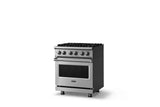 30"W. Dual Fuel Range (Finish: Stainless Steel, Trim: Polished Chrome, Fuel: Natural Gas)