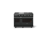 48"W. Sealed Burner Gas Range (Burner: 6g, Finish: Antique Bronze, Trim: Polished Chrome, Fuel: Natural Gas)