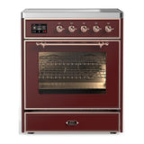 ILVE UMIB30NR3BUP Majestic III 30 inch Induction Range with 4 Elements, 4 cu. ft. Oven Capacity (Triple Glass Door, Burgundy, Copper)