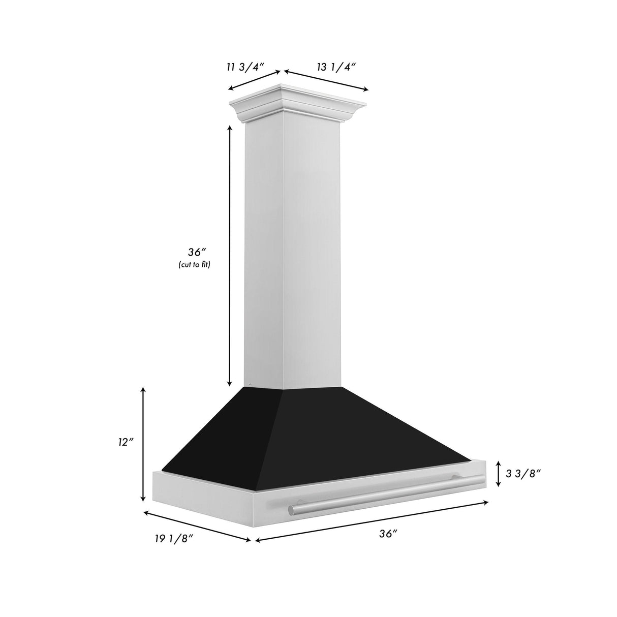 ZLINE 48 in. Convertible Stainless Steel Range Hood with Stainless Steel Handle (KB4STX-48) [Color: Black Matte]