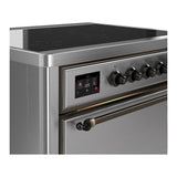 ILVE UMIB36QNR3SSB Majestic III 36 inch Induction Range with 6 Elements, 3.5 cu. ft. Total Oven Capacity (Solid Door, Stainless Steel, Burnished)