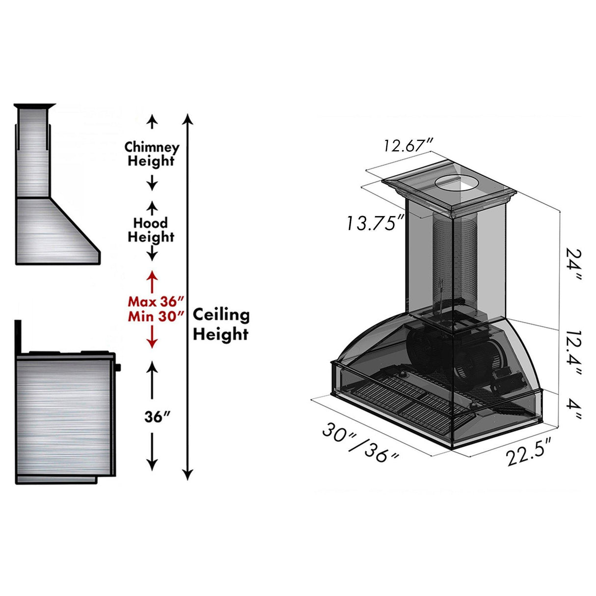 ZLINE Unfinished Wooden Wall Mount Range Hood - Includes Remote Blower (369UF-R) [Size: 42 Inch, CFM: 400]