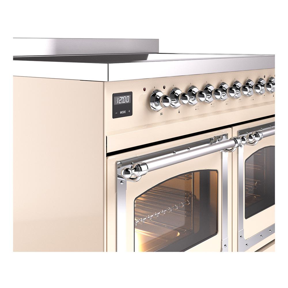 ILVE UNDI406NMPAWC Nostalgie II Noblesse 40 inch Induction Range (Triple Glass Door, Antique White, Chrome)