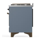 ILVE UM36FNR3BGB Majestic III 36 inch Dual Fuel Range with 6 Black Brass Burners and Griddle, Dual Function Burner up to 25,000 BTU (Triple Glass Door, Blue Grey, Burnished, Natural Gas)