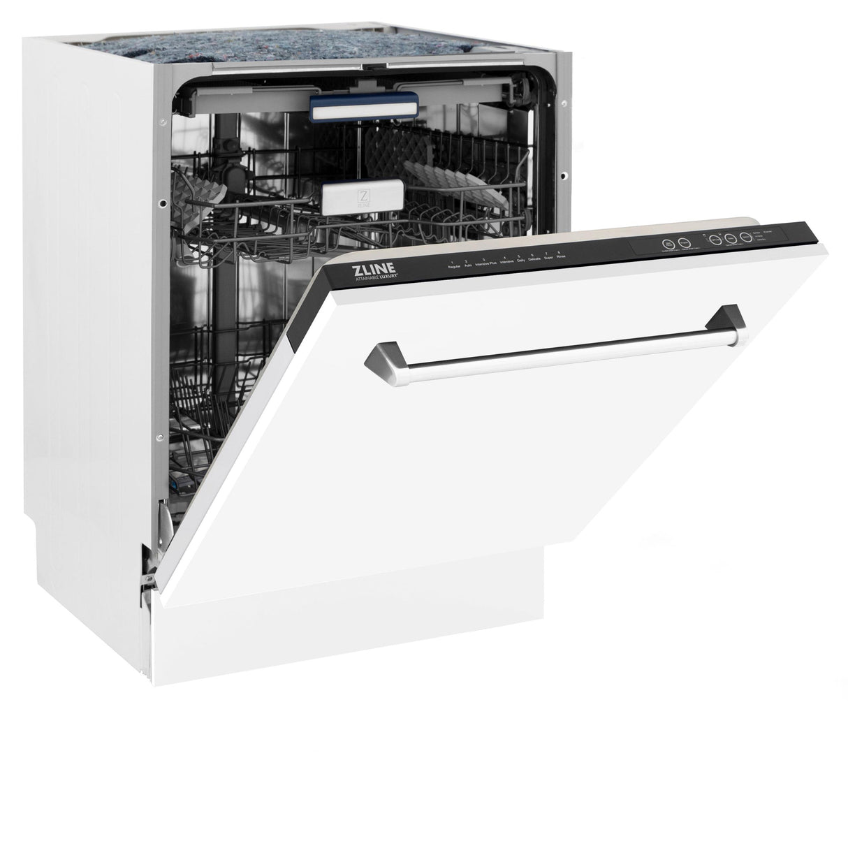 ZLINE 24" Tallac Series 3rd Rack Dishwasher with Traditional Handle, 51dBa (DWV-24) [Color: White Matte]