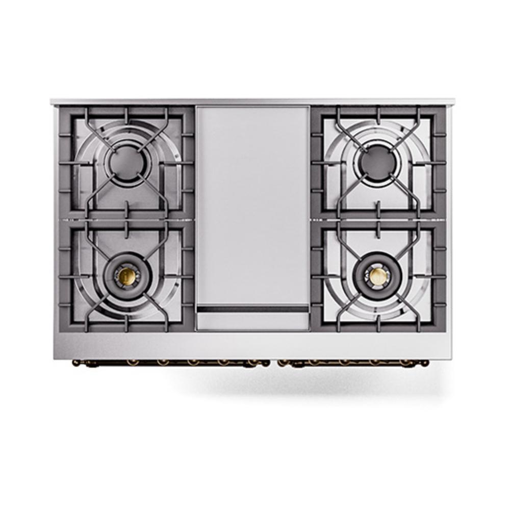 ILVE UND40FQNMPSSBLP Nostalgie II Noblesse 40 inch Dual Fuel Range (Liquid Propane, Solid Door, Stainless Steel, Burnished)