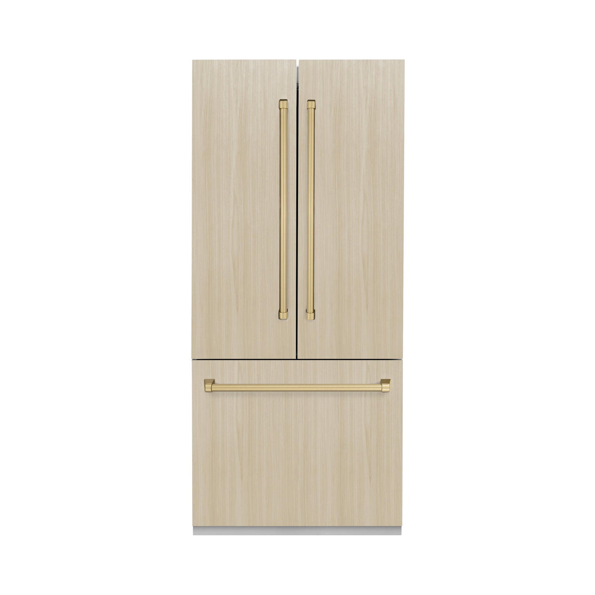 ZLINE Autograph Edition 36 in. 19.6 cu. ft. Panel Ready Built-in 3-Door French Door Refrigerator with Internal Water and Ice Dispenser with Champagne Bronze Handles (RBIVZ-36-CB)