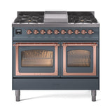 ILVE UND40FNMPBGP Nostalgie II Noblesse 40 inch Dual Fuel Range (Natural Gas, Triple Glass Door, Blue Grey, Copper)