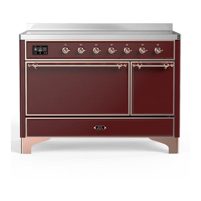 ILVE UMIB48QNR3BUP Majestic III 48 inch Induction Range with 6 Elements, 5.02 cu. ft. Total Oven Capacity (Solid Door, Burgundy, Copper)