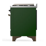 ILVE UM48FNR3EGB Majestic III 48 inch Dual Fuel Range with 8 Burners and Griddle, Dual Function Burner up to 25,000 BTU (Natural Gas, Triple Glass Door, Emerald Green, Burnished)