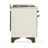 ILVE UM36FNR3AWB Majestic III 36 inch Dual Fuel Range with 6 Black Brass Burners and Griddle, Dual Function Burner up to 25,000 BTU (Triple Glass Door, Antique White, Burnished, Natural Gas)