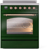 Nostalgie II 30 Inch Electric Freestanding Range in Emerald Green with Copper Trim