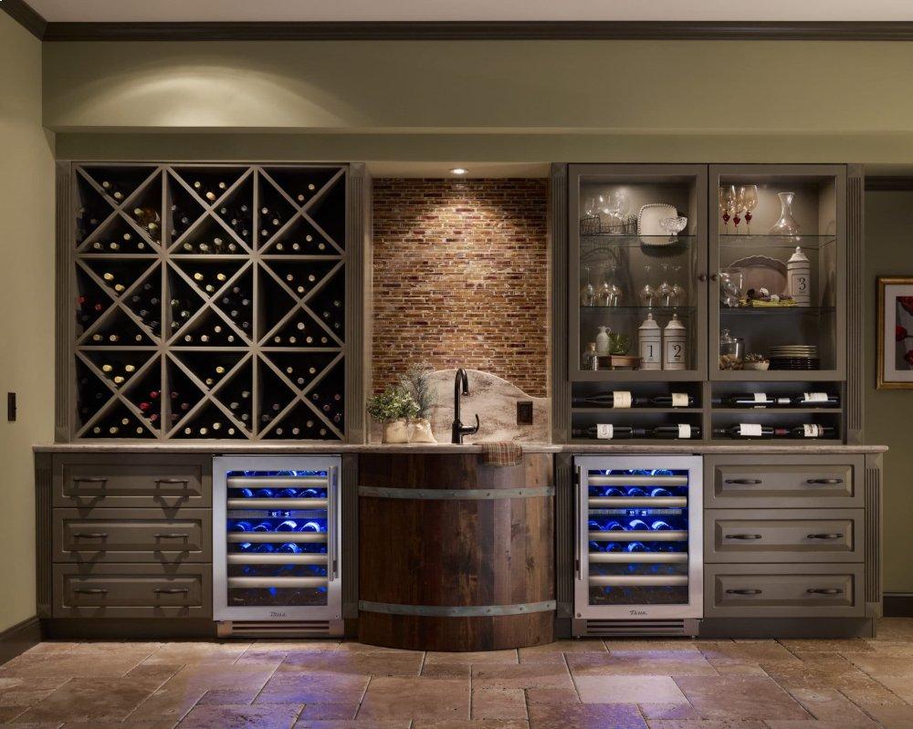 15 Inch Single Zone Overlay Glass Door Left Hinge Undercounter Wine Cabinet