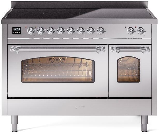 Nostalgie II 48 Inch Electric Freestanding Range in Stainless Steel with Chrome Trim