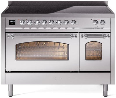 Nostalgie II 48 Inch Electric Freestanding Range in Stainless Steel with Chrome Trim