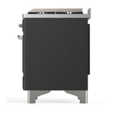 ILVE UM36FQNR3MGC Majestic III 36 inch Dual Fuel Range with 6 Black Brass Burners and Griddle, Dual Function Burner up to 25,000 BTU (Solid Door, Graphite Matte, Chrome, Natural Gas)
