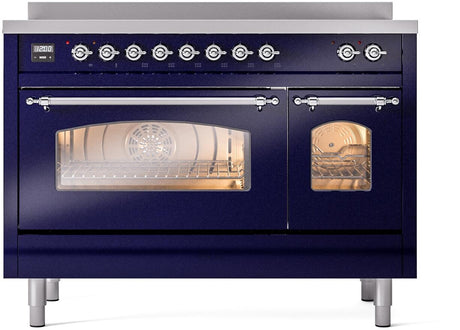Nostalgie II 48 Inch Electric Freestanding Range in Blue with Chrome Trim