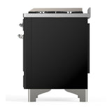 ILVE UM60FQNR3BKCLP Majestic III 60 inch Dual Fuel Range with 9 Burners and Griddle, Dual Function Burner up to 25,000 BTU (Liquid Propane, Solid Door, Glossy Black, Chrome)