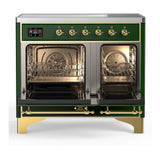 ILVE UMDIB40QNR3EGG Majestic III 40 inch Induction Range with 6 Elements, 3.82 cu. ft. Total Oven Capacity (Solid Door, Emerald Green, Brass)
