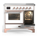 ILVE UMDIB40NR3WHP Majestic III 40 inch Induction Range with 6 Elements, 3.82 cu. ft. Total Oven Capacity (Triple Glass Door, White, Copper)