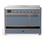 ILVE UMIB48QNR3BGP Majestic III 48 inch Induction Range with 6 Elements, 5.02 cu. ft. Total Oven Capacity (Solid Door, Blue Grey, Copper)