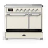 ILVE UMDIB40QNR3AWC Majestic III 40 inch Induction Range with 6 Elements, 3.82 cu. ft. Total Oven Capacity (Solid Door, Antique White, Chrome)