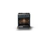 30"W. Dual Fuel Range (Finish: Squall, Trim: Brushed Brass, Fuel: Propane)