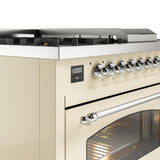 Nostalgie II 48 Inch Dual Fuel Natural Gas Freestanding Range in Antique White with Chrome Trim