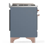 ILVE UM36FQNR3BGP Majestic III 36 inch Dual Fuel Range with 6 Black Brass Burners and Griddle, Dual Function Burner up to 25,000 BTU (Solid Door, Blue Grey, Copper, Natural Gas)