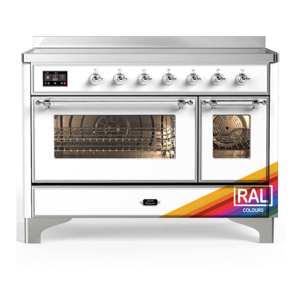 ILVE UMIB48NR3RAC Majestic III 48 inch Induction Range with 6 Elements, 5.02 cu. ft. Total Oven Capacity (Triple Glass Door, RAL, Chrome)