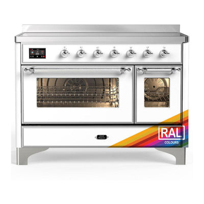ILVE UMIB48NR3RAC Majestic III 48 inch Induction Range with 6 Elements, 5.02 cu. ft. Total Oven Capacity (Triple Glass Door, RAL, Chrome)