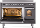 Nostalgie II 48 Inch Electric Freestanding Range in Matte Graphite with Chrome Trim