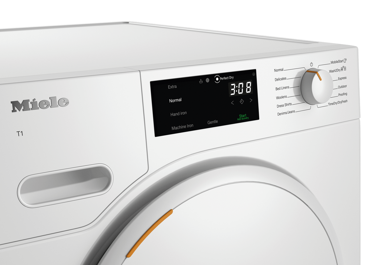 TXB360WP - T1 Heat-Pump Dryer: 18 lb (8 kg)  DirectSensor  Honeycomb drum  FragranceDos  Miele@home  DryProtect