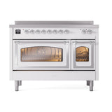 ILVE UNI486NMPWHC Nostalgie II Noblesse 48 inch Induction Range (Triple Glass Door, White, Chrome)