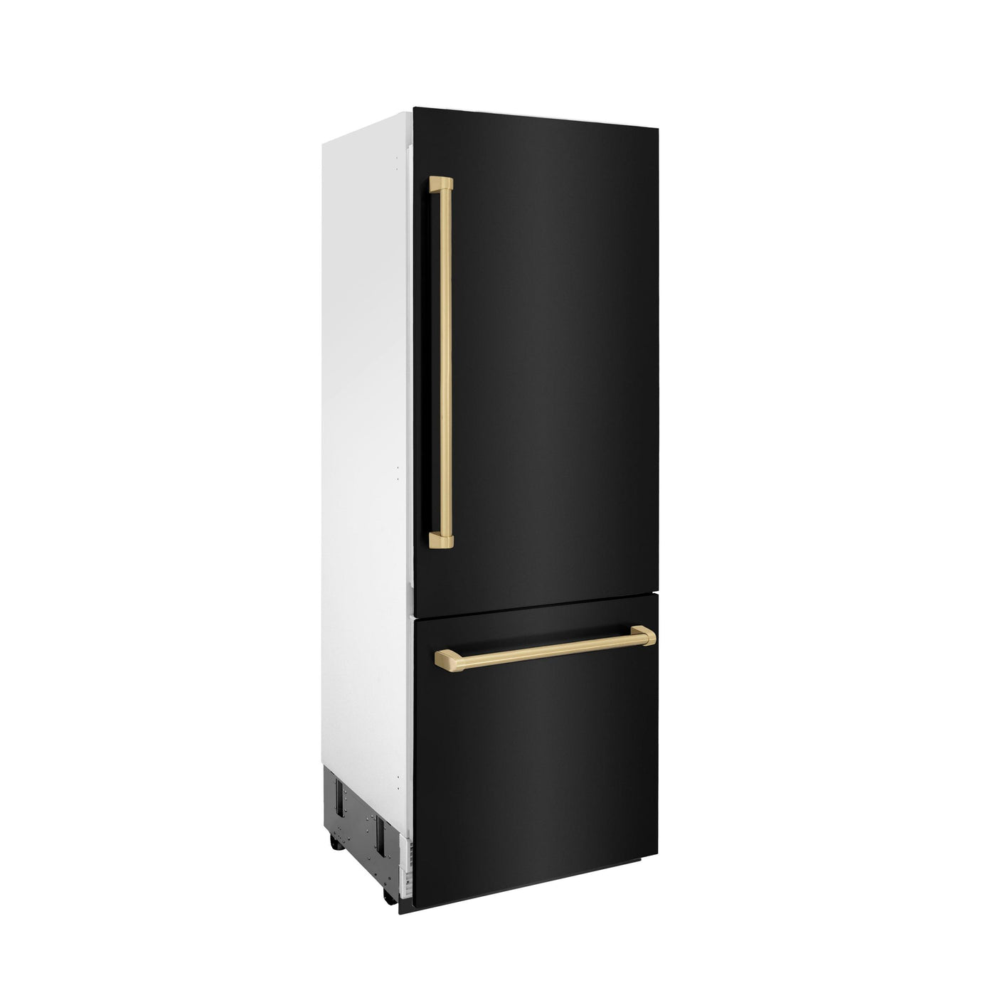 ZLINE 30" Autograph Edition 16.1 cu. ft. Built-in 2-Door Bottom Freezer Refrigerator with Internal Water and Ice Dispenser in Black Stainless Steel with Champagne Bronze Accents (RBIVZ-BS-30-CB)