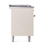 ILVE UN60FSQNMPAWGLP Nostalgie II Noblesse 60 inch Dual Fuel Range (7 Sealed Burners + Griddle + French Top, Liquid Propane, Solid Door, Antique White, Brass)
